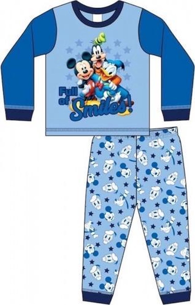 Donald Duck pyjama - maat 80 - blauw - Donald en Mickey en Goofy pyama - 100% katoen