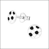 Aramat jewels ® - Zilveren voetbal oorbellen zwart wit emaille 6mm
