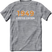 1949 Limited Edition T-Shirt | Goud - Zilver | Grappig Verjaardag en Feest Cadeau Shirt | Dames - Heren - Unisex | Tshirt Kleding Kado | - Donker Grijs - Gemaleerd - XXL