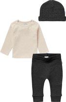 Noppies - kledingset - (3delig) Broek -Shirt -Muts - Grey Oatmeal - Maat  74