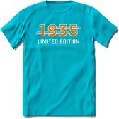 1935 Limited Edition T-Shirt | Goud - Zilver | Grappig Verjaardag en Feest Cadeau Shirt | Dames - Heren - Unisex | Tshirt Kleding Kado | - Blauw - L