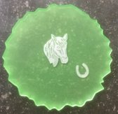 hars drink coaster- hangemaakte resin onderzetter- paard- geschenk