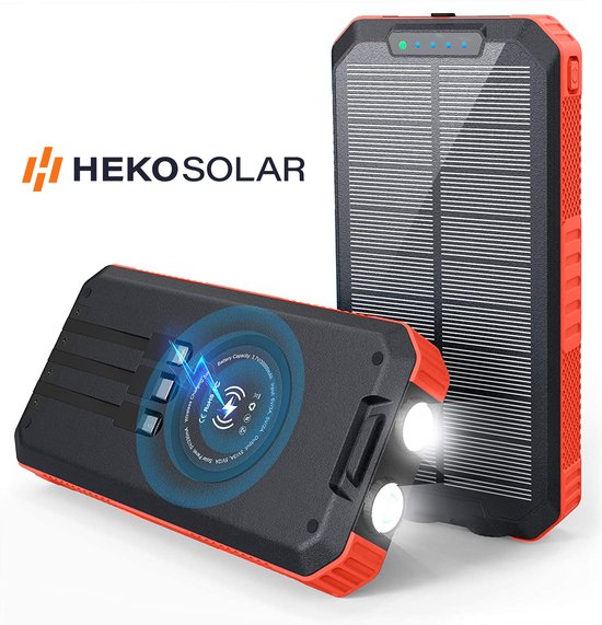 karakter Uitstroom Berouw HEKO Solar® - Solar Powerbank Spark 30000mAh - Ingebouwde kabels - Iphone &  Samsung -... | bol.com
