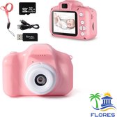 Flores Digitale HD 1080P Kindercamera | Incl. 32GB Micro SD Kaart | Incl. Micro SD Kaart Reader | Speelcamera | Roze