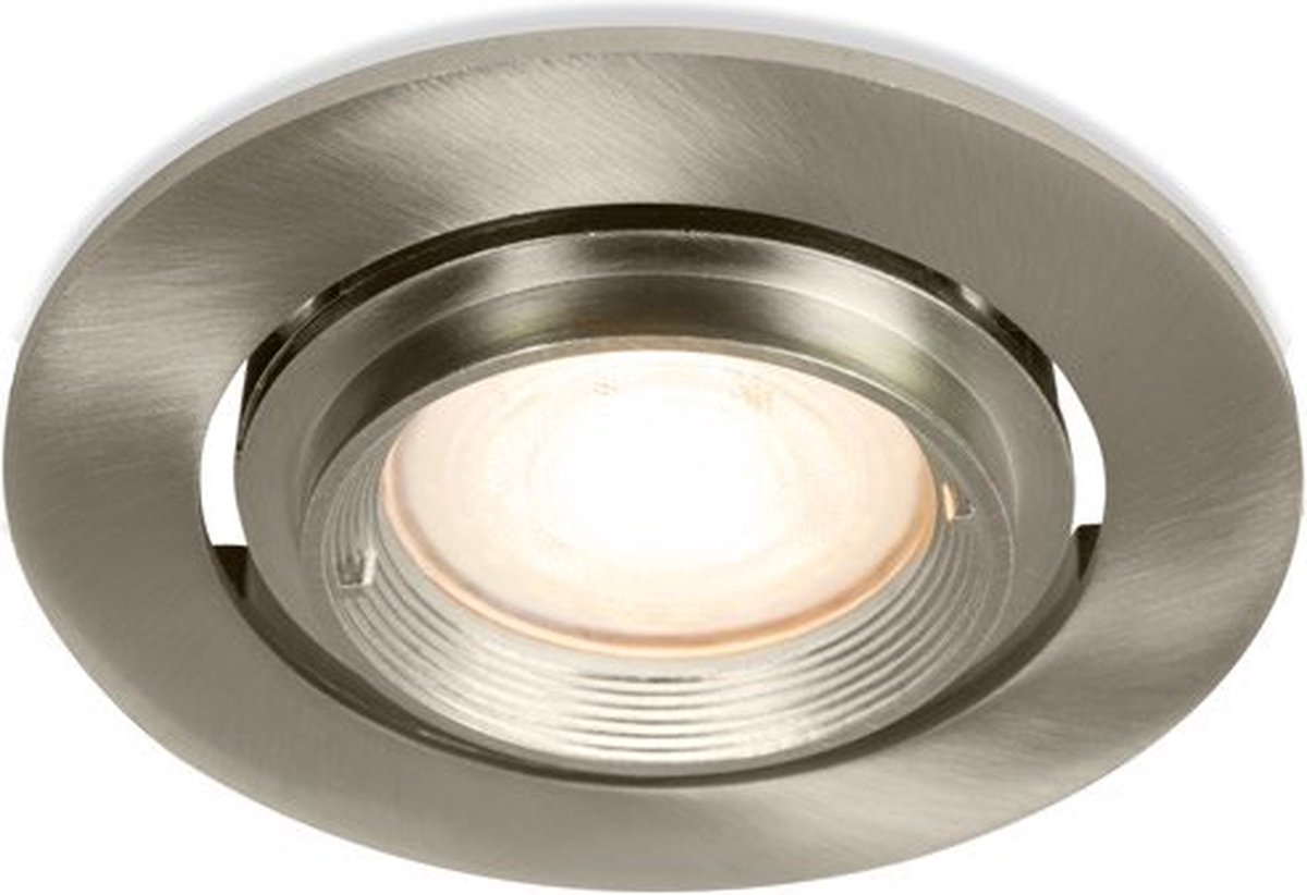LED inbouwspot | Vasco -Rond RVS Look -Extra Warm Wit -Dimbaar -4W -Philips LED