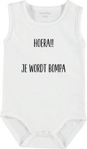 Baby Rompertje met tekst 'Hoera je wordt bompa ' | mouwloos l | wit zwart | maat 62/68 | cadeau | Kraamcadeau | Kraamkado