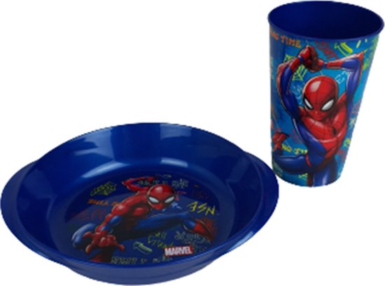 Vaisselle enfant Spiderman tasse et assiette - Blauw / Multicolore -  Plastique - 250