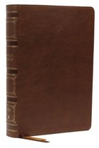 NKJV, Single-Column Wide-Margin Reference Bible, Leathersoft, Brown, Red Letter, Thumb Indexed, Comfort Print