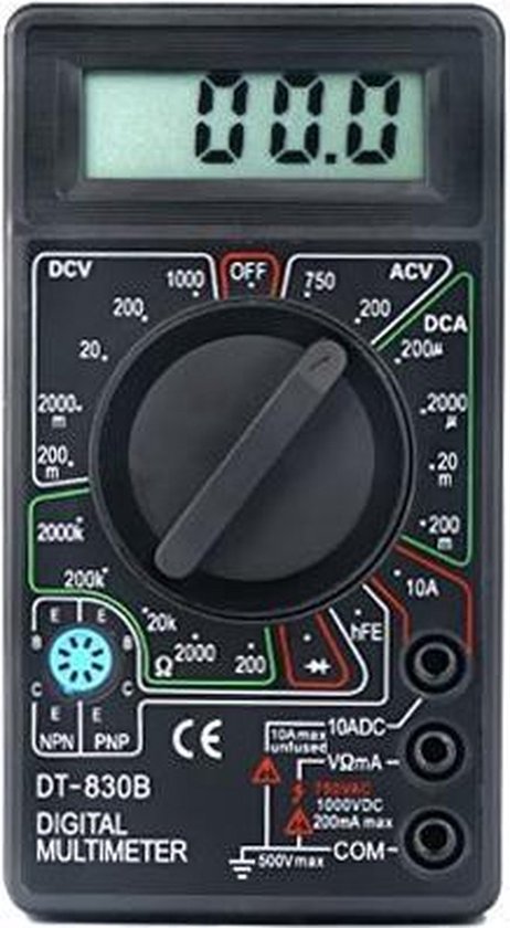 Professionele Digitale Multimeter Inclusief Stroomkabels en Batterij - Spanningsmeter