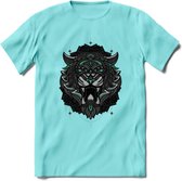 Tijger - Dieren Mandala T-Shirt | Aqua | Grappig Verjaardag Zentangle Dierenkop Cadeau Shirt | Dames - Heren - Unisex | Wildlife Tshirt Kleding Kado | - Licht Blauw - XXL