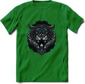 Tijger - Dieren Mandala T-Shirt | Lichtblauw | Grappig Verjaardag Zentangle Dierenkop Cadeau Shirt | Dames - Heren - Unisex | Wildlife Tshirt Kleding Kado | - Donker Groen - XL