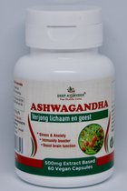 Deep Ayurveda Ashwagandha 60 kruiden capsules 500mg 100% biologisch