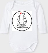 Baby Rompertje met tekst 'Goldendoodle 2' |Lange mouw l | wit zwart | maat 50/56 | cadeau | Kraamcadeau | Kraamkado