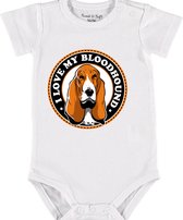 Baby Rompertje met tekst 'Bloedhond kleur' | Korte mouw l | wit zwart | maat 62/68 | cadeau | Kraamcadeau | Kraamkado