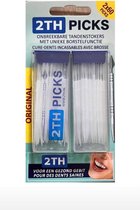 2th Picks - 180 st - Tandenstoker - 2 in 1 tandenstoker met borstel | Toothpick & Brush | Toothpick brush | Tandenstoker voor beugel | 60x stuks - Wit - 180 stuks