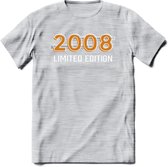 2008 Limited Edition T-Shirt | Goud - Zilver | Grappig Verjaardag en Feest Cadeau Shirt | Dames - Heren - Unisex | Tshirt Kleding Kado | - Licht Grijs - Gemaleerd - L