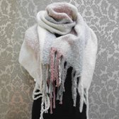 Sjaal - Dikke wintersjaal - Zachte kleuren - Roze/Grijs/Beige