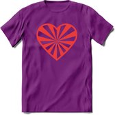 Valentijn Hart T-Shirt | Grappig Valentijnsdag Cadeautje voor Hem en Haar | Dames - Heren - Unisex | Kleding Cadeau | - Paars - M