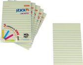 Stick'n Memoblok sticky notes - 152x101mm, 3x pastel gelijnd assorti kleuren, 90 memoblaadjes, 6 stuks