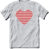 Valentijn Hart T-Shirt | Grappig Valentijnsdag Cadeautje voor Hem en Haar | Dames - Heren - Unisex | Kleding Cadeau | - Licht Grijs - Gemaleerd - XXL