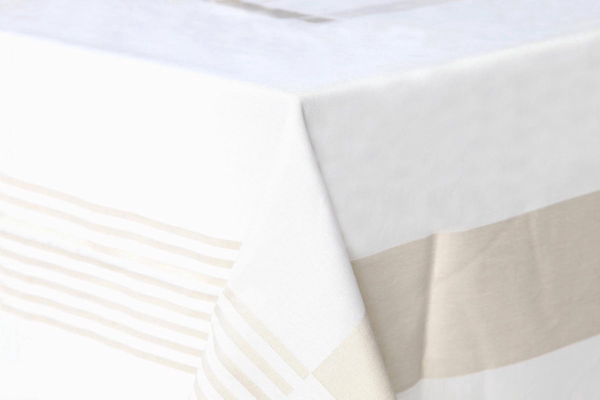 Damast Tafelkleed De Witte Lietaer 180x180cm, Lineair Wit Vlas