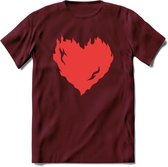 Valentijn Hart T-Shirt | Grappig Valentijnsdag Cadeautje voor Hem en Haar | Dames - Heren - Unisex | Kleding Cadeau | - Burgundy - XL