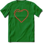 Valentijn Hart T-Shirt | Grappig Valentijnsdag Cadeautje voor Hem en Haar | Dames - Heren - Unisex | Kleding Cadeau | - Donker Groen - 3XL