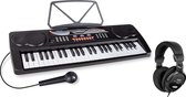 McGrey BK-4910BK Keyboard Set - Kinderkeyboard met 49 toetsen - instaptoetsenbord met 16 geluiden en 10 ritmes - Piano met microfoon voor zang en muziekstandaard - incl. koptelefoo