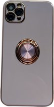 iPhone 11 Pro hoesje met ring - Kickstand - iPhone - Goud detail - Handig - Hoesje met ring - 5 verschillende kleuren - zalm roze - Grijs/blauw - Donker groen - Zwart - Paars