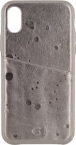 Housse en cuir Senza Glam avec fente pour carte Apple iPhone X Gris métallique