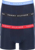 Tommy Hilfiger trunks (3-pack) heren boxers normale lengte - blauw met gekleurde tailleband -  Maat: S