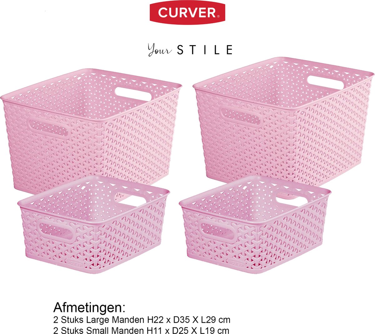 Curver Your Style Kunststof Opbergmanden - Multi Pack - 4 Delig