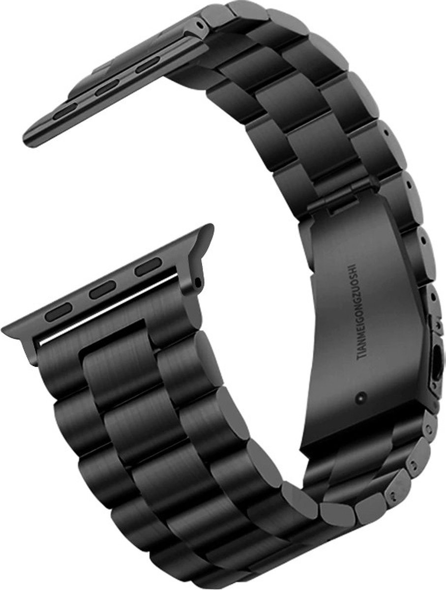 DrPhone RSV7 Armband - Roestvrij Staal – Geschikt voor Apple Watch Band 42/44/45/46/49mm – Compatibel met Series 3, 4, 5, 6, 7, 8, 9, 10, SE en Ultra/Ultra 2 - Zwart