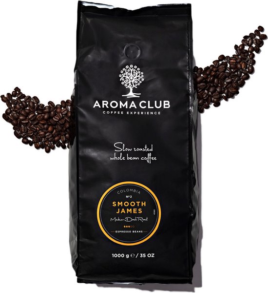 4. Aroma Club - Koffiebonen 1KG - No. 2 Smooth James - Koffie Intensiteit 3/5 - Espresso & Lungo
