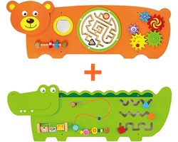 Viga Toys - Wandspeelbordenset - Krokodil & Beer