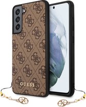 Samsung Galaxy S21 FE Backcase hoesje - Guess - Effen Bruin - Kunstleer