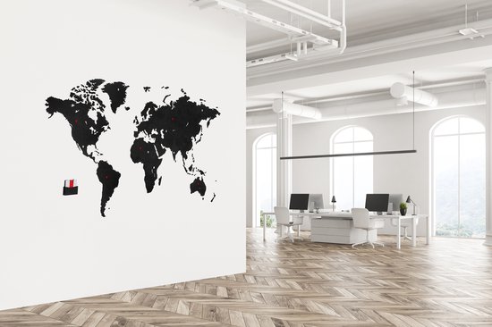 MiMi Innovations Carte du Wereldkaart en Bois de Luxe - Décoration Décoration murale - Véritable Puzzle avec Noms de Pays - 150x90 cm/59.1x35.4 pouces - Zwart