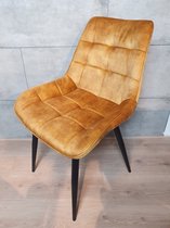 Eetkamerstoel Den Haag Goud / Cognac - Fluweel (velvet)