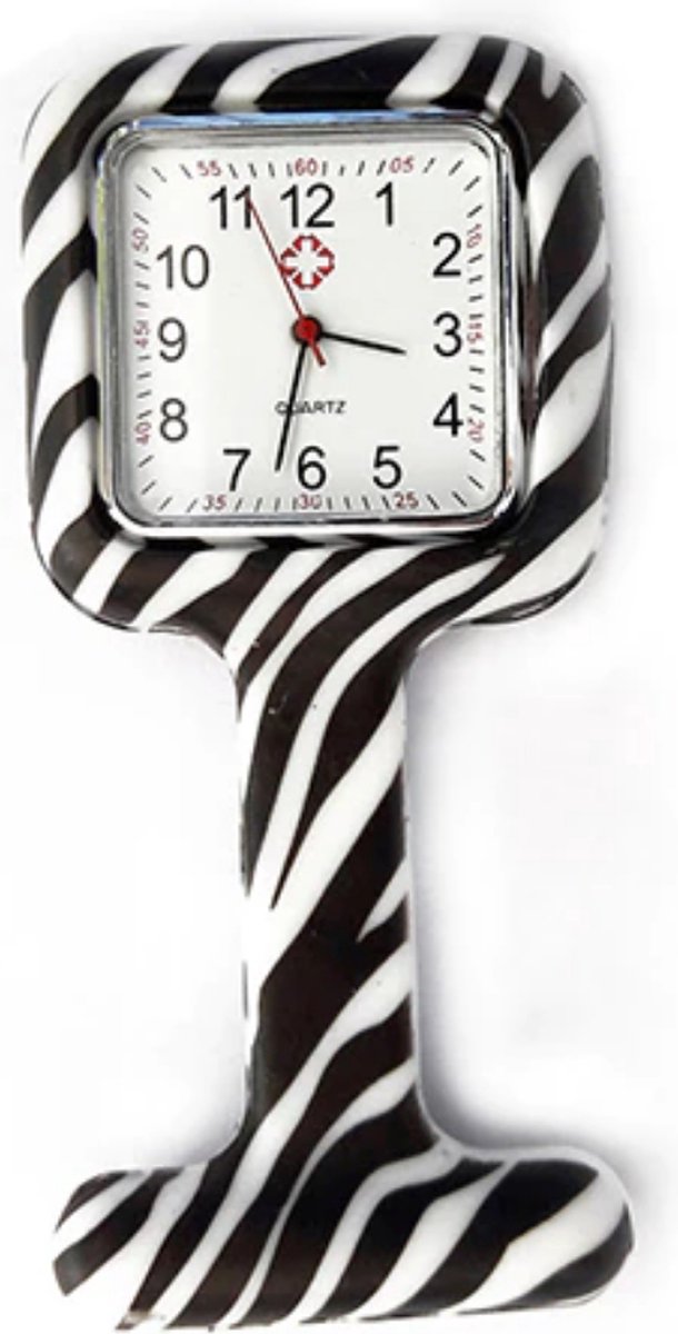 Verpleeg horloge - Zakhorloges - Siliconen - Zusterhorloge - Borst horloge - Zebra