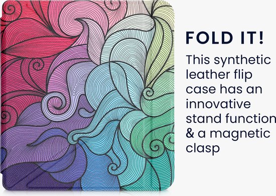 kwmobile e-reader hoesje geschikt voor Kobo Libra 2 hoes - Ereader flip case met standaard - E reader cover van kunstleer - In roze / blauw / groen van Merkloos — afbeelding 4