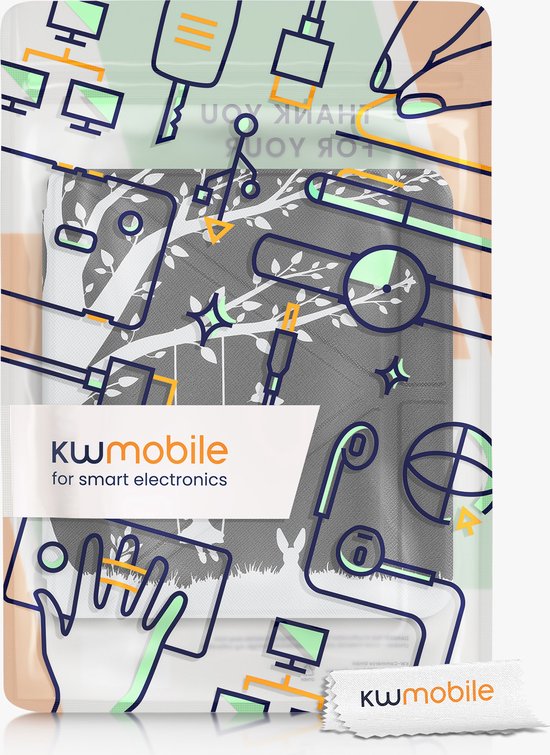 kwmobile e-reader hoesje geschikt voor Kobo Libra 2 hoes - Ereader flip case met standaard - E reader cover van kunstleer - In wit / zwart van Merkloos — afbeelding 2