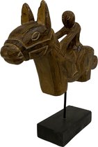 Ruiter op paard - Houten ornament - Paard decoratie - Paardenbeeld
