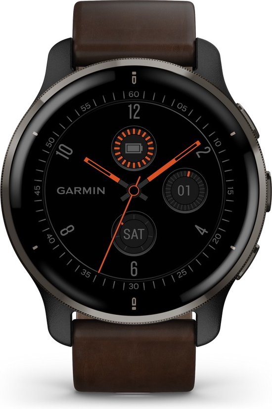 Garmin - Fitness horloge - Unisex - Venu 2 Plus - zwart/bruin - 010-02496-15