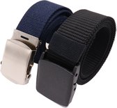 SK Koppel Broekriem - Stofriem - tactical belts - koppelriem 2 Stuks - Zwart en Blauw