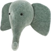 Fiona-Walker-tête d'animal-éléphant-velours-menthe-gris