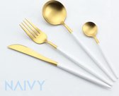 Naivy® || Goud Bestekset || Luxe {Groot} ||  Milieuvriendelijk || Lepel/Vork/Mes Kit || Stainless Steel ||