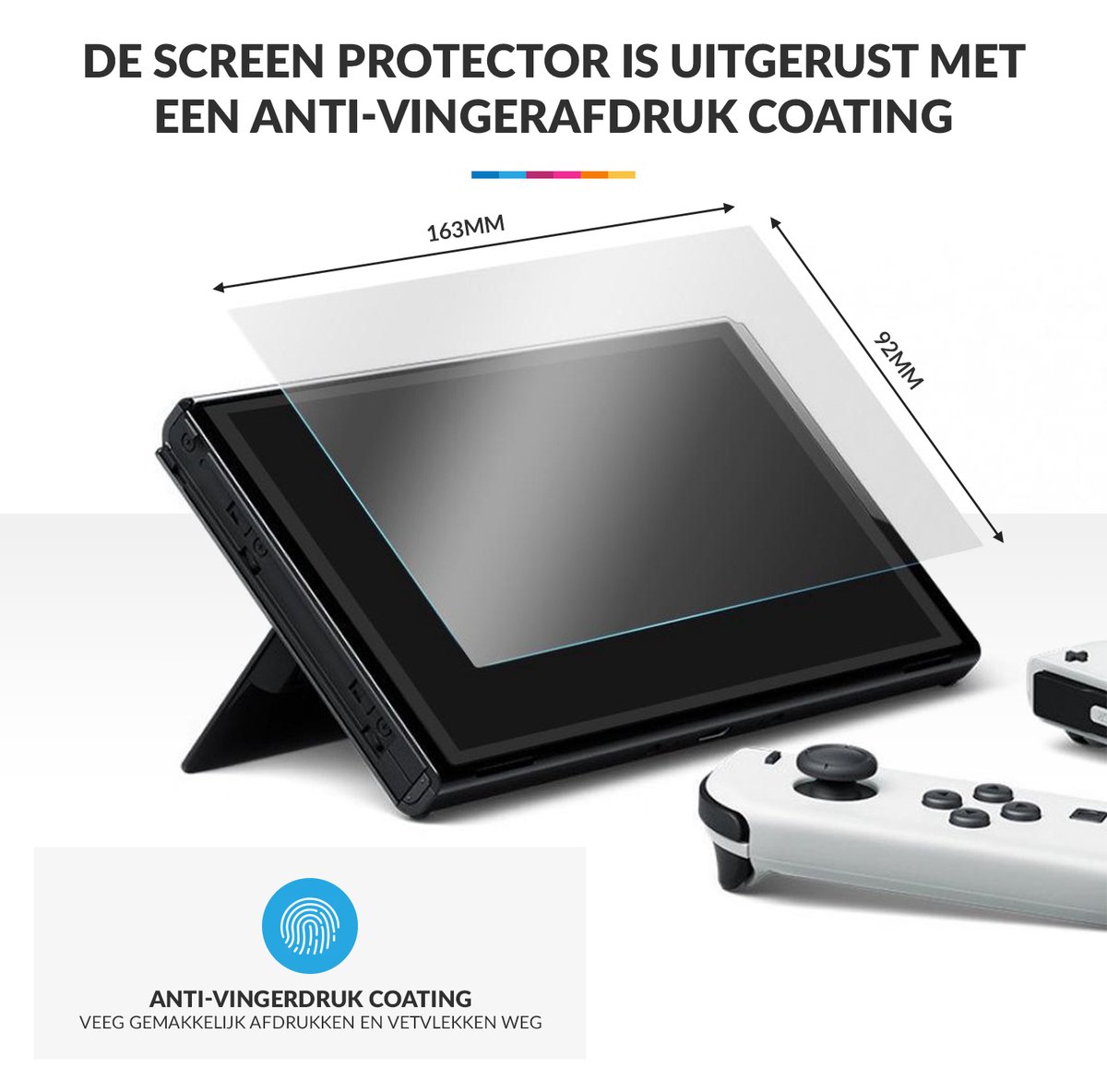 YONO Screenprotector geschikt voor Nintendo Switch OLED - Gehard Glas - Krasbestendig - Anti Vingerafdruk - Accessoires - 2 Stuks – foto 7