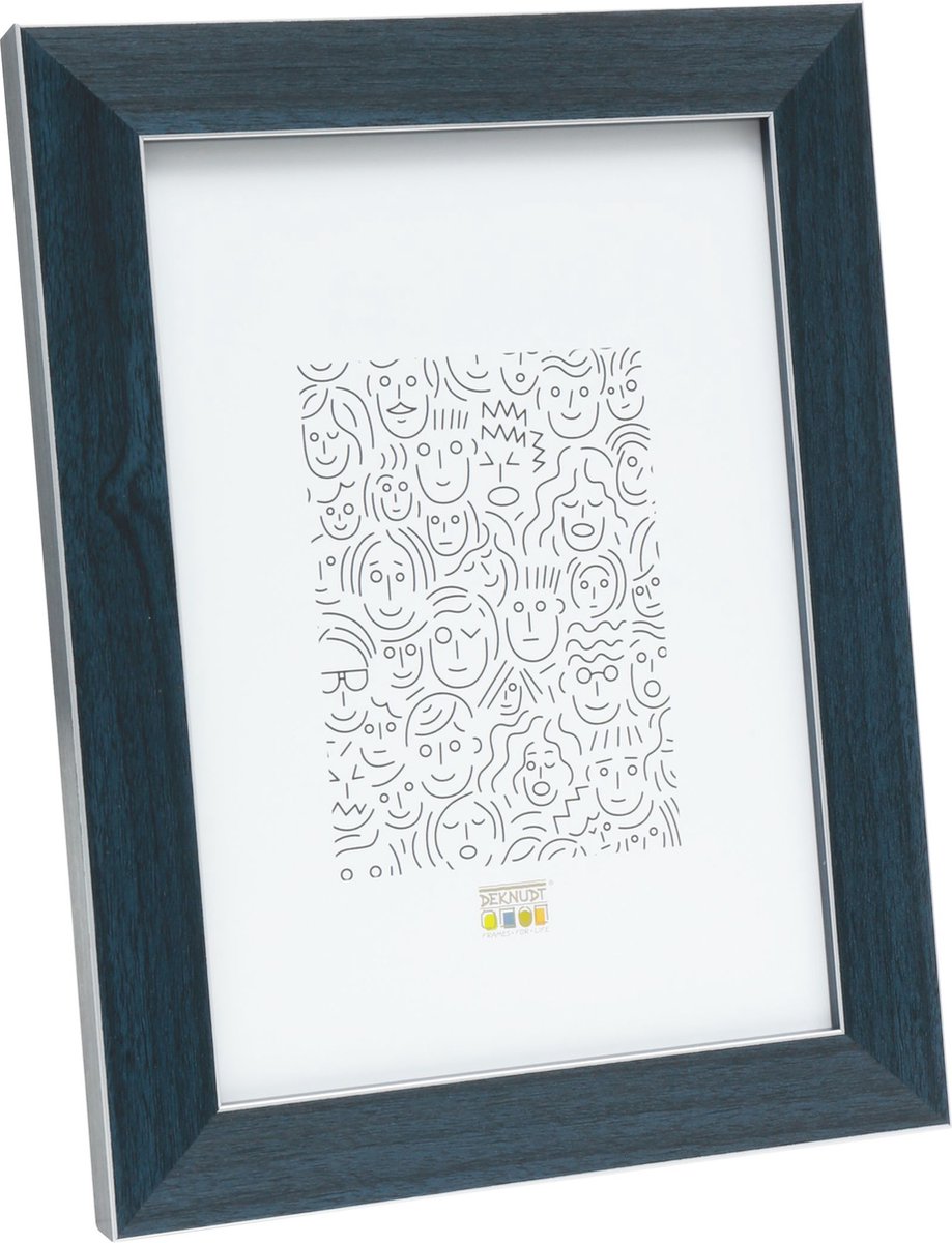 Deknudt Frames Fotolijst - Blauw met zilverbies - S41VK6 - 9x13 cm