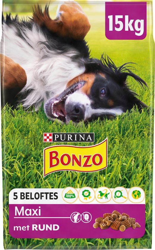 Bonzo Adult Maxi - Hondenvoer Droogvoer - Rund - 15 kg