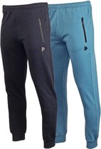 2- Pack Donnay Joggingbroek met elastiek - Sportbroek - Heren - Maat XXL - Navy/Vintage blue